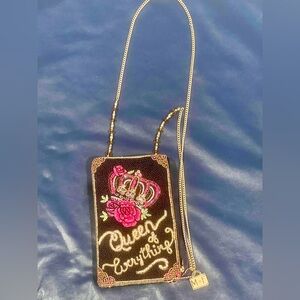 Mary Frances Queen of Everything Beaded Crossbody Cell Phone Bag Clutch Evening